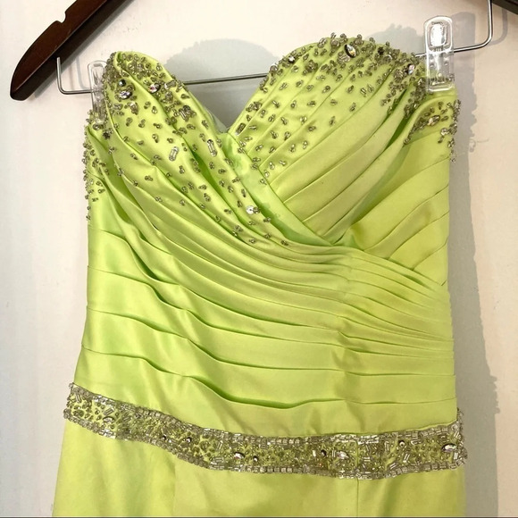 The Cool Collection Rhinestone Mermaid Prom Dress Lime Green 2 XS - Picture 3 of 9